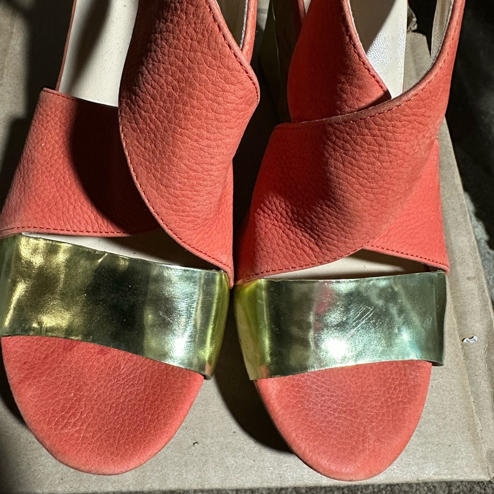 Cole Hann Gold and Coral Women's Sandals